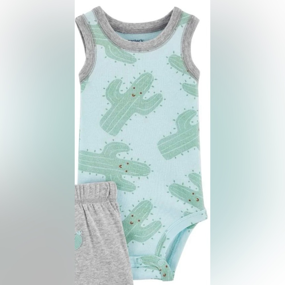 Carter's Green and Gray Cactus Print One Piece